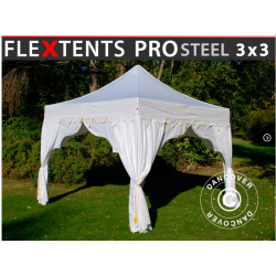 Flextents PRO Steel 3x3m "Raj" inkl. 4st dekorativa hrngardiner