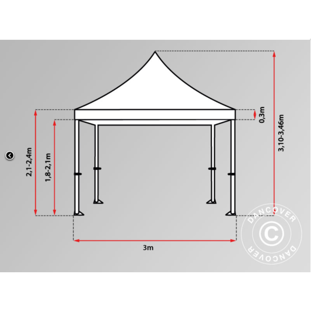 FleXtents PRO Steel 3x3m "Wave" inkl 4st sidor, Vit