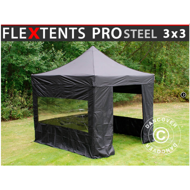 FleXtents PRO Steel 3x3m inkl. 3st panoramafnster