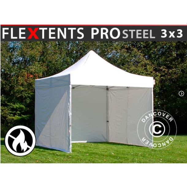 FleXtents PRO Steel 3x3m "Flamsker" inkl 4st sidor