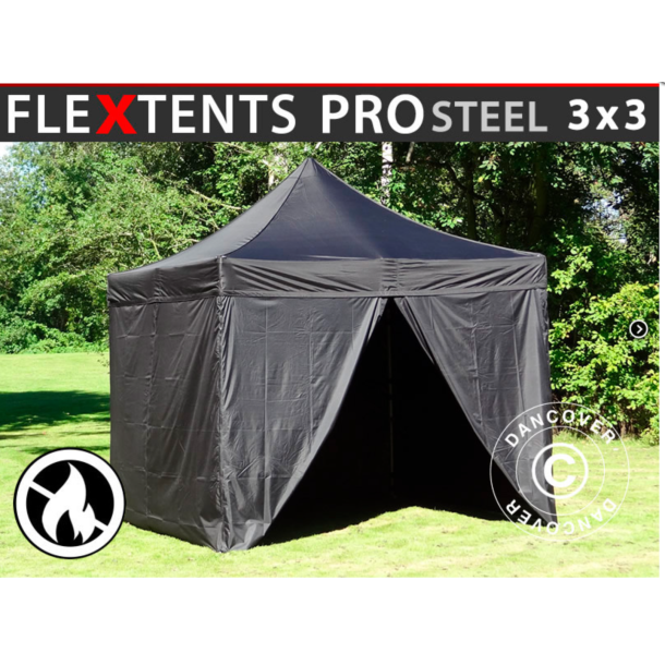 FleXtents PRO Steel 3x3m "Flamsker" inkl 4st sidor