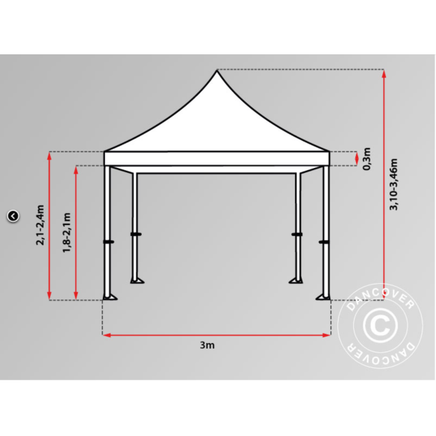 FleXtents PRO Steel 3x3m "Flamsker" inkl 4st sidor