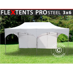 FleXtents PRO Steel 3x6m "Arched" inkl 6st sidor, Vit
