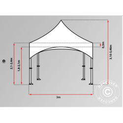 FleXtents PRO Steel 3x6m "Arched" inkl 6st sidor, Vit