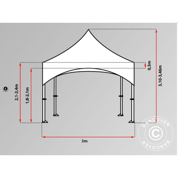 FleXtents PRO Steel 3x6m "Arched" inkl 6st sidor, Vit