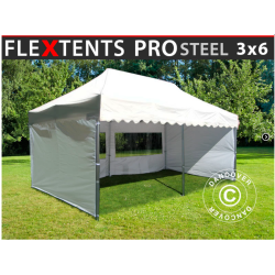 FleXtents PRO Steel 3x6m "Wave" inkl 6st sidor, Vit