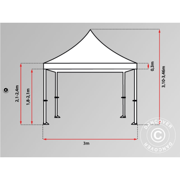 FleXtents PRO Steel 3x6m "Flamsker" inkl 6st sidor