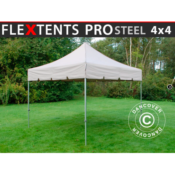 FleXtents PRO Steel 4x4m "Peaked" Latte