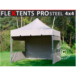 FleXtents PRO Steel 4x4m "Peaked" inkl 4st sidor, Latte