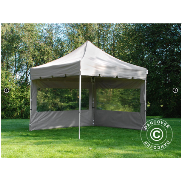 FleXtents PRO Steel 4x4m "Peaked" inkl 4st sidor, Latte