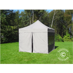 FleXtents PRO Steel 4x4m "Peaked" inkl 4st sidor, Latte