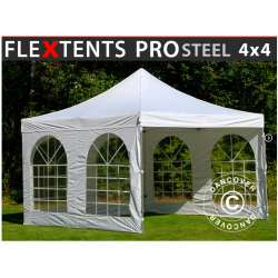 FleXtents PRO Steel 4x4m "Vintage" inkl 4st sidor, Vit