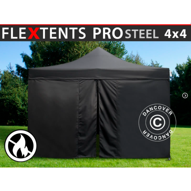 FleXtents PRO Steel 4x4m "Flamsker" inkl 4st sidor