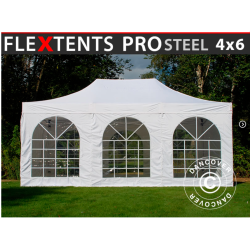 FleXtents PRO Steel 4x6m "Vintage" inkl 4st sidor, Vit