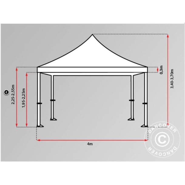 FleXtents PRO Steel 4x6m "Flamsker" inkl 8st sidor