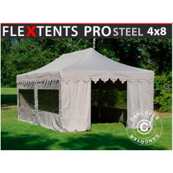 FleXtents PRO Steel 4x8m "Morocco" inkl 6st sidor, Latte