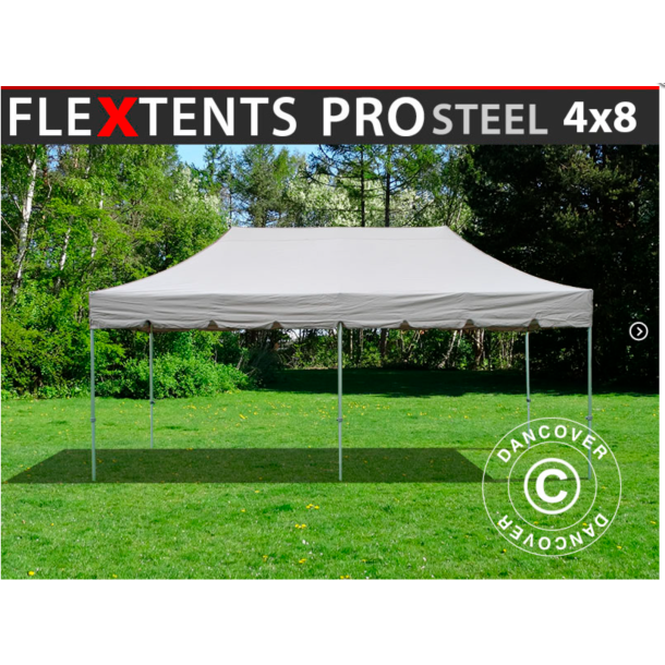 FleXtents PRO Steel 4x8m "Peaked" Latte