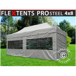 FleXtents PRO Steel 4x8m "Peaked" inkl 6st sidor, Latte