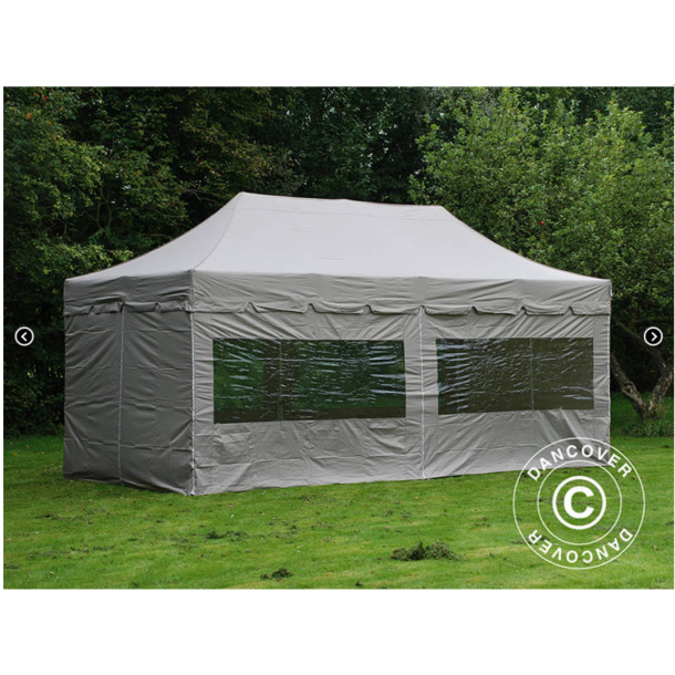 FleXtents PRO Steel 4x8m "Peaked" inkl 6st sidor, Latte