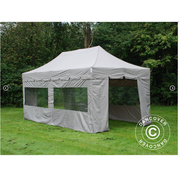 FleXtents PRO Steel 4x8m "Peaked" inkl 6st sidor, Latte