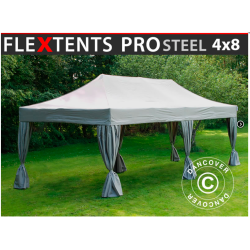 Flextents PRO Steel 4x8m inkl. 6st dekorativa hrngardiner