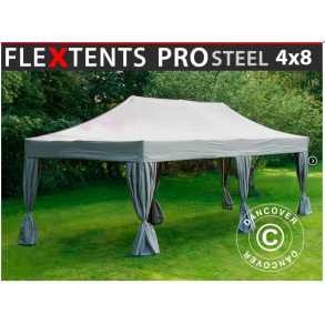 Flextents PRO Steel 4x8m inkl. 6st dekorativa hrngardiner