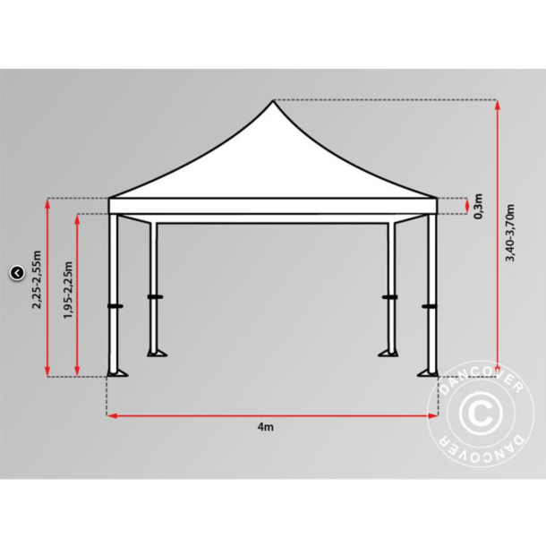 Flextents PRO Steel 4x8m inkl. 6st dekorativa hrngardiner