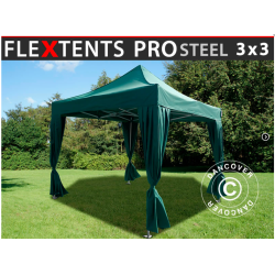 FleXtents  PRO Steel 3x3m inkl 4st dekorativa gardiner