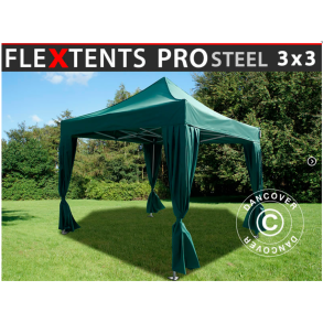 FleXtents  PRO Steel 3x3m inkl 4st dekorativa gardiner