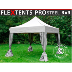 FleXtents  PRO Steel 3x3m inkl 4st dekorativa gardiner