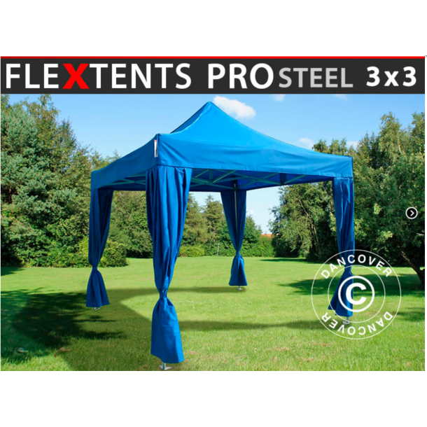 FleXtents  PRO Steel 3x3m inkl 4st dekorativa gardiner