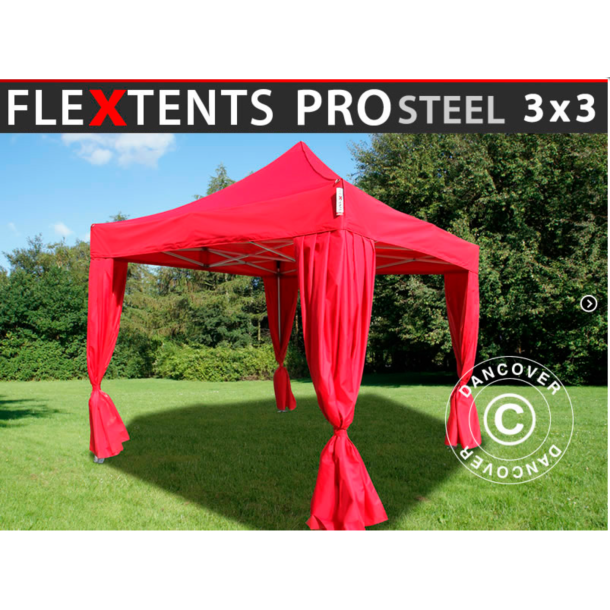 FleXtents  PRO Steel 3x3m inkl 4st dekorativa gardiner