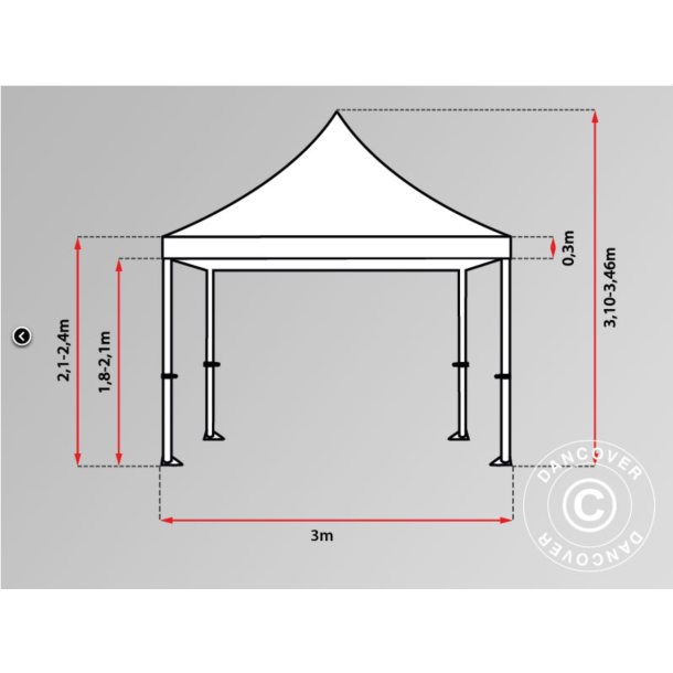 FleXtents  PRO Steel 3x6m inkl 6st dekorativa gardiner