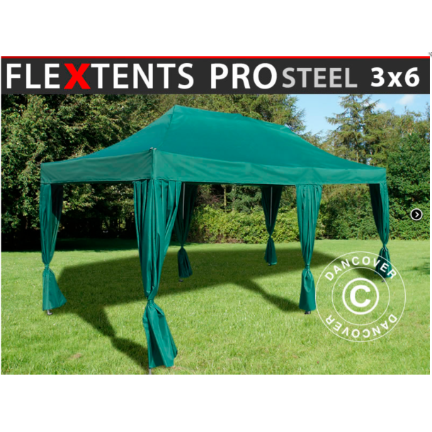 FleXtents  PRO Steel 3x6m inkl 6st dekorativa gardiner