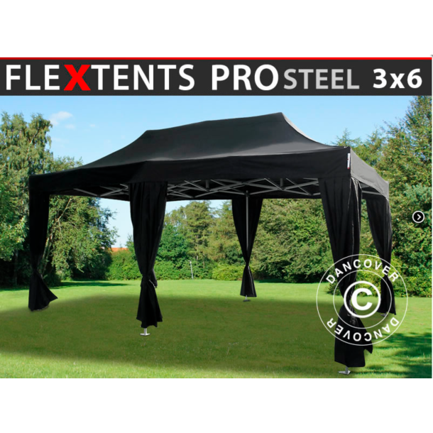 FleXtents  PRO Steel 3x6m inkl 6st dekorativa gardiner