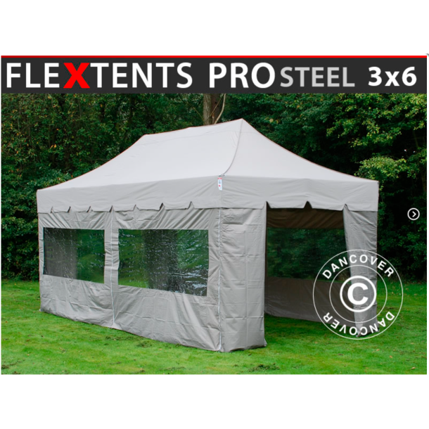 FleXtents PRO Steel 3x6m "Peaked" inkl 6st sidor