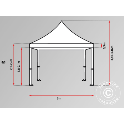 FleXtents PRO Steel 3x6m "Peaked" inkl 6st sidor