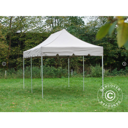 Flextents PRO Steel 3x6m "Peaked" inkl. 6st dekorativa hrngardiner, Latte