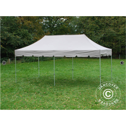 Flextents PRO Steel 3x6m "Peaked" inkl. 6st dekorativa hrngardiner, Latte