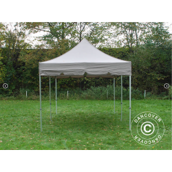 Flextents PRO Steel 3x6m "Peaked" inkl. 6st dekorativa hrngardiner, Latte