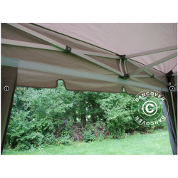 Flextents PRO Steel 3x6m "Peaked" inkl. 6st dekorativa hrngardiner, Latte