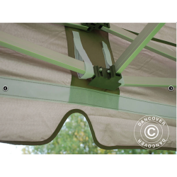 Flextents PRO Steel 3x6m "Peaked" inkl. 6st sidor &amp; 6st dekorativa hrngardiner, Latte