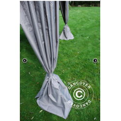 Flextents PRO Steel 3x6m "Peaked" inkl. 6st sidor &amp; 6st dekorativa hrngardiner, Latte