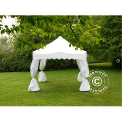 Flextents PRO Steel 3x3m "Wave" inkl. 4st dekorativa hrngardiner, Vit