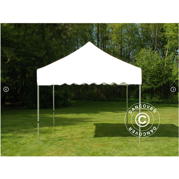 Flextents PRO Steel 3x3m "Wave" inkl. 4st dekorativa hrngardiner, Vit