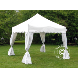 Flextents PRO Steel 3x3m "Wave" inkl. 4st dekorativa hrngardiner, Vit