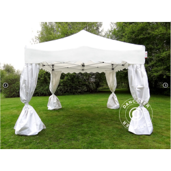 Flextents PRO Steel 3x3m "Wave" inkl. 4st dekorativa hrngardiner, Vit