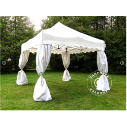 Flextents PRO Steel 3x3m "Wave" inkl. 4st dekorativa hrngardiner, Vit