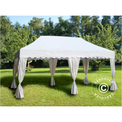 Flextents PRO Steel 3x6m "Wave" inkl. 6st dekorativa hrngardiner, Vit