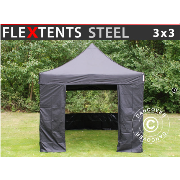 FleXtents Steel 3x3m inkl 4st sidovggar